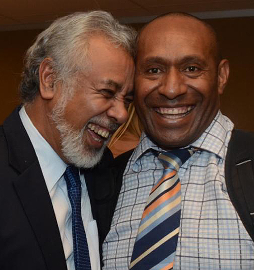 Okuk Mori Rogerson sharing a laugh with Timor Leste PM, Xanana Gusmao